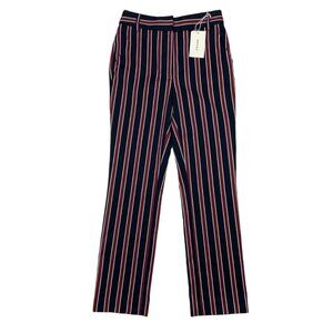 Frame Backstage Striped Trousers Pants 2 Navy Multi High Rise Straight Leg